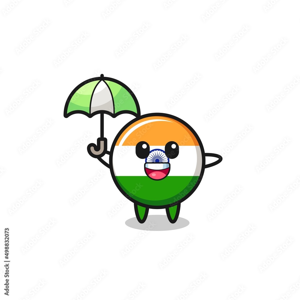 cute india flag illustration holding an umbrella cute india flag illustration holding an umbrella