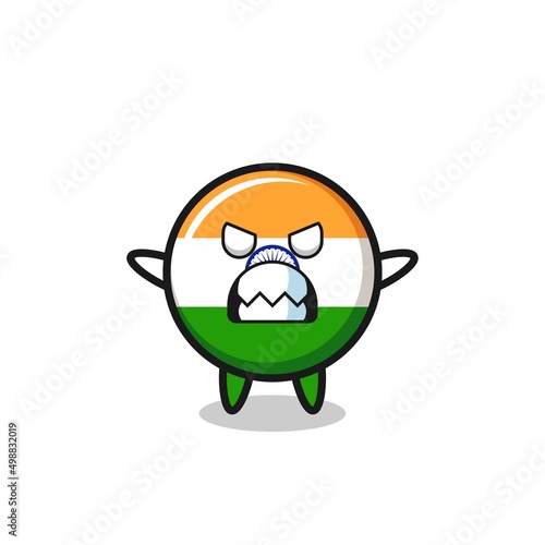 wrathful expression of the india flag mascot character