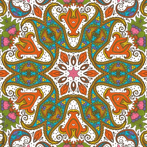Abstract Pattern Floral Blue Pink Orange Green 24