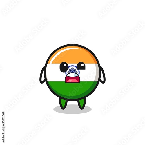 the shocked face of the cute india flag mascot