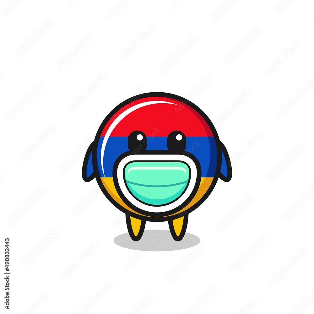 cute armenia flag cartoon wearing a mask cute armenia flag cartoon wearing a mask