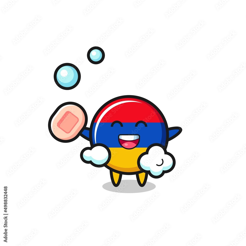 armenia flag character is bathing while holding soap armenia flag character is bathing while holding soap
