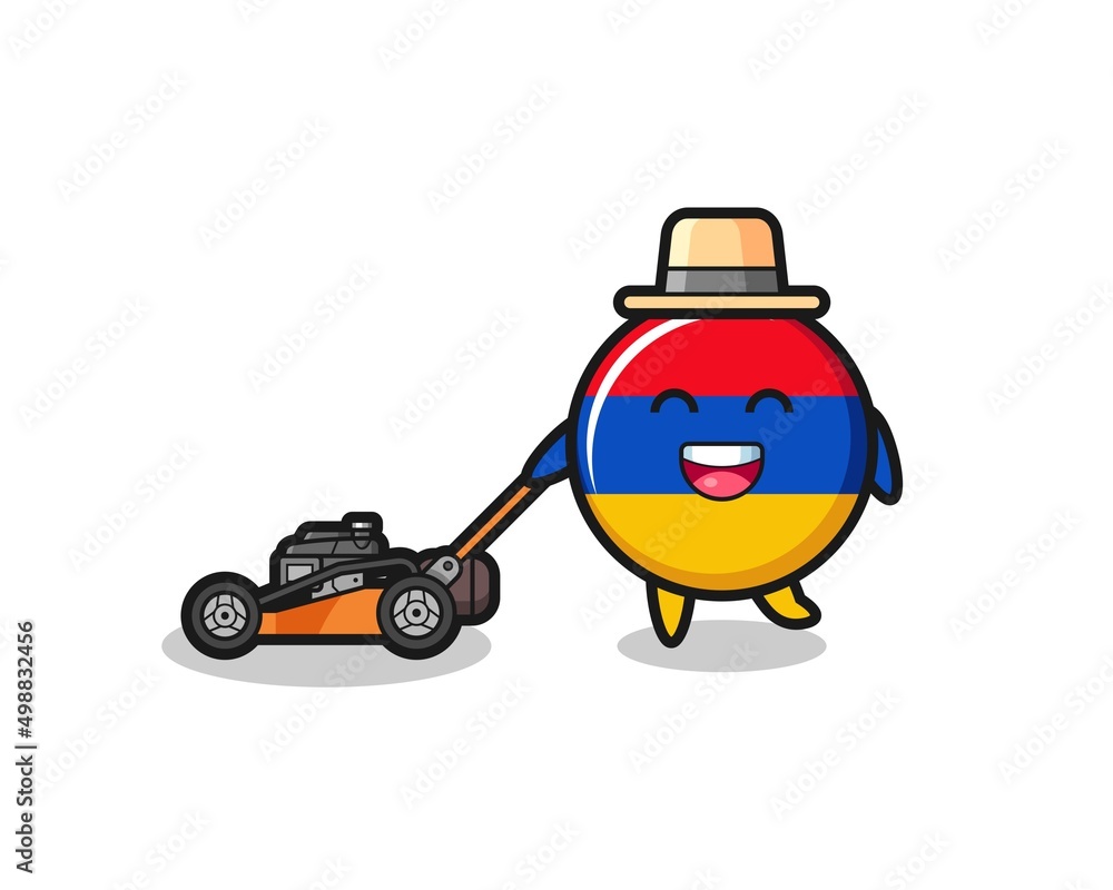 illustration of the armenia flag character using lawn mower illustration of the armenia flag character using lawn mower