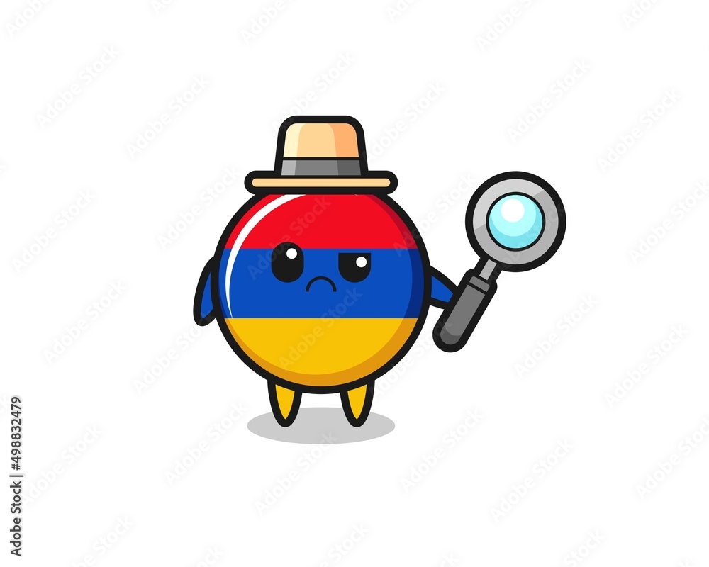 the mascot of cute armenia flag as a detective the mascot of cute armenia flag as a detective