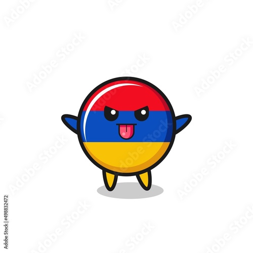 naughty armenia flag character in mocking pose