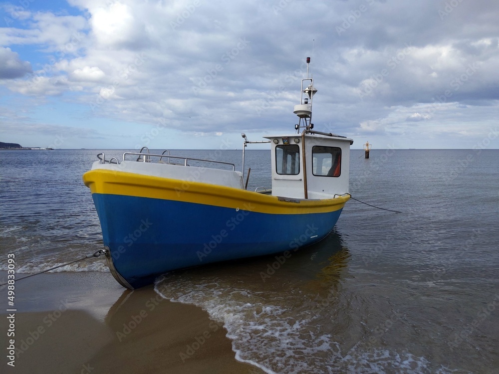 Fishing boat moored to the shore Baltic Sea Sopot Fishing boat moored to the shore Baltic Sea Sopot