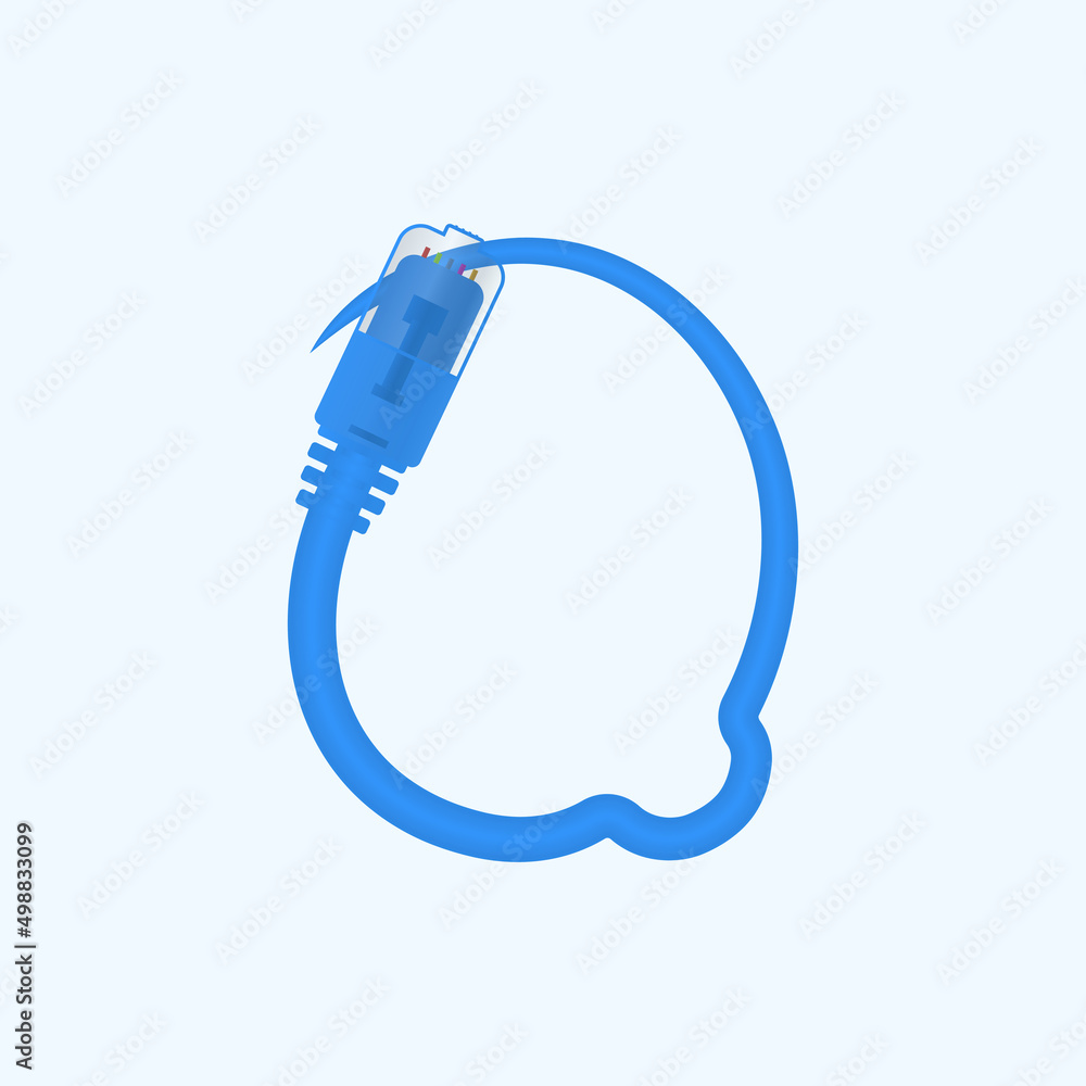 Q letter made blue network cable. Vector ethernet rj45 digital cable design font for technology logo and headlines, digital logo, electrick bussines corporate identity and more Q letter made blue network cable. Vector ethernet rj45 digital cable design font for technology logo and headlines, digital logo, electrick bussines corporate identity and more
