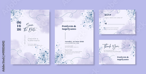 Beautiful purple watercolor wedding invitation template