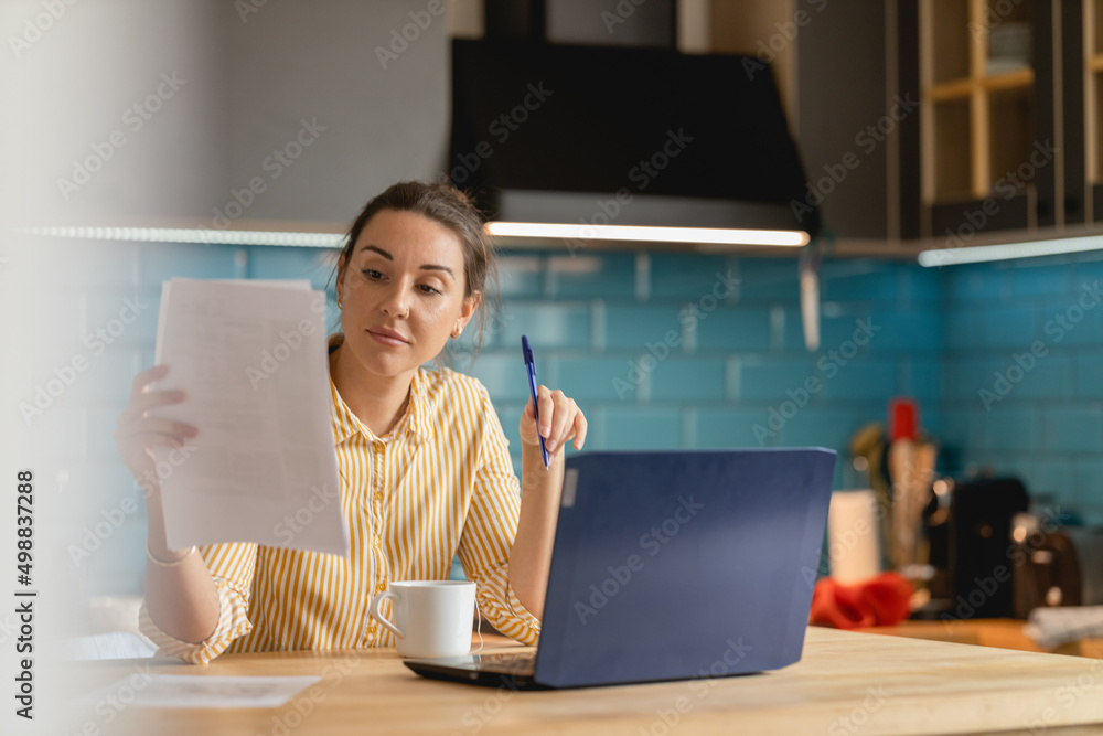 Woman Doing Finances at Home Woman Doing Finances at Home