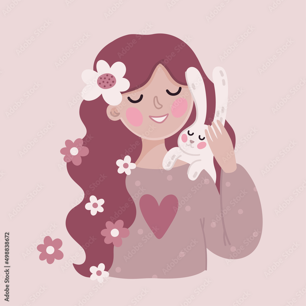 Girl and bunny pink
