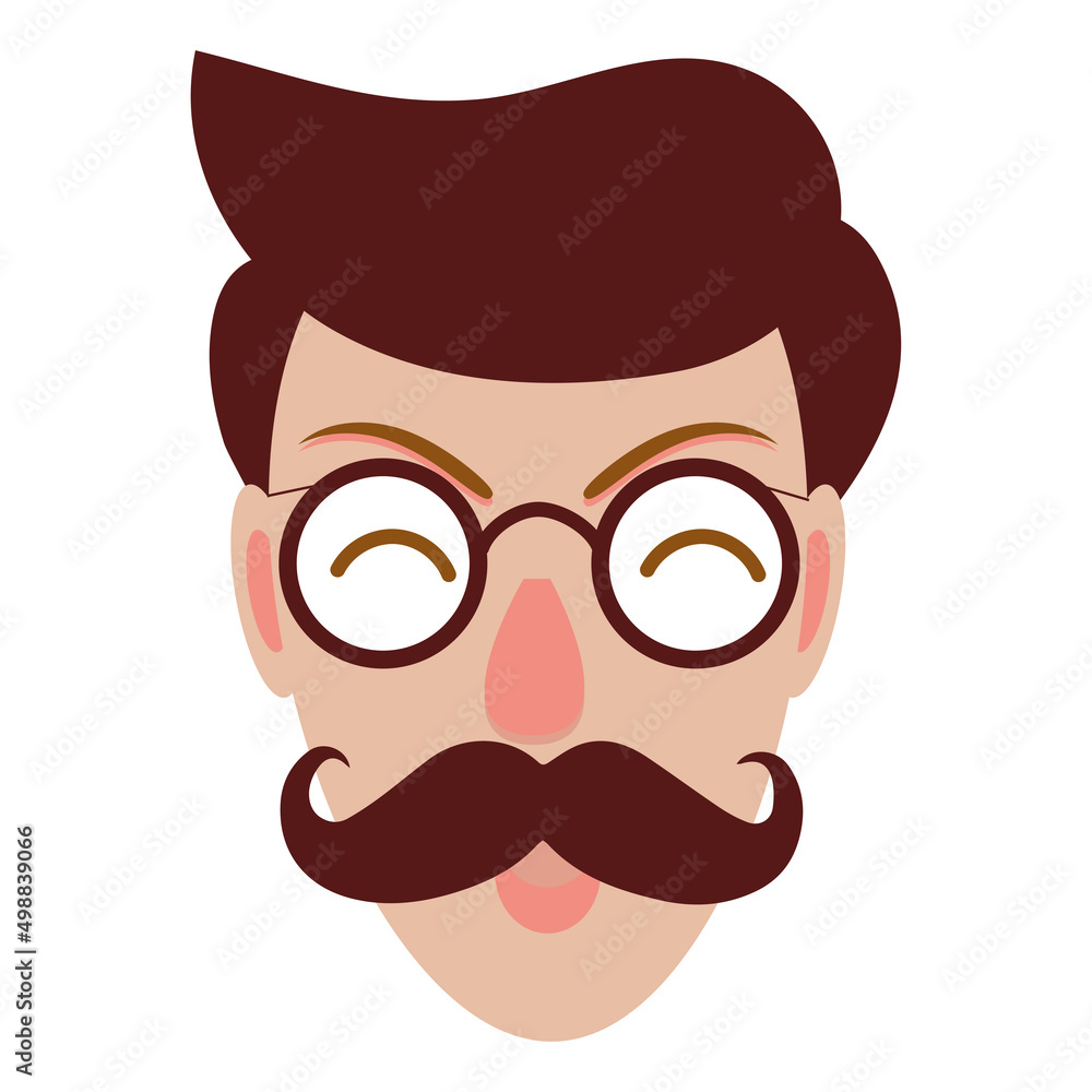 Isolated male hipster cartoon character with glasses Vector Isolated male hipster cartoon character with glasses Vector
