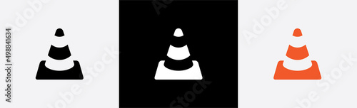 Orange safety cone icon symbol sign, vector illustration