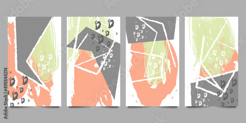 Set art abstract universal art web header template. Collage made with scribbles, marker, canyon strokes, black geometric shapes, ink drawn splashes