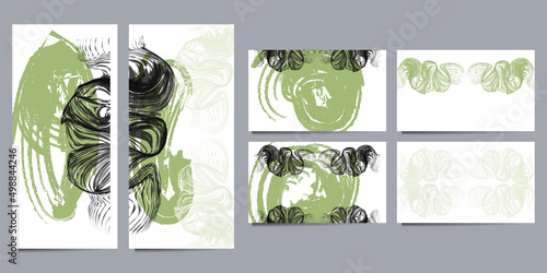Set art abstract universal art web header template. Collage made with scribbles, marker, canyon strokes, black geometric shapes, ink drawn splashes