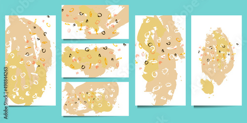 Set art abstract universal art web header template. Collage made with scribbles, marker, canyon strokes, black geometric shapes, ink drawn splashes