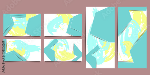 Set art abstract universal art web header template. Collage made with scribbles, marker, canyon strokes, black geometric shapes, ink drawn splashes