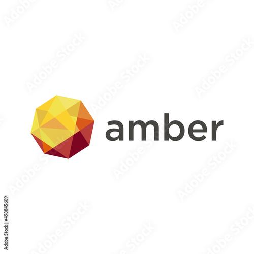 Εκτύπωση καμβά amber logo. hexagonal diamond shape logo