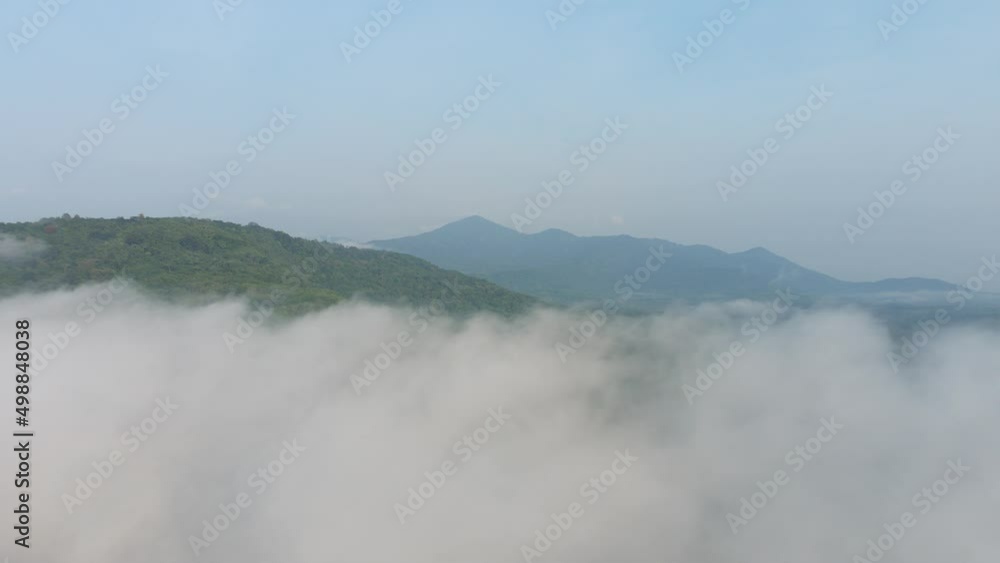 fly over mist flow with sunlight in the morning,beautiful nature in rainforest fly over mist flow with sunlight in the morning,beautiful nature in rainforest