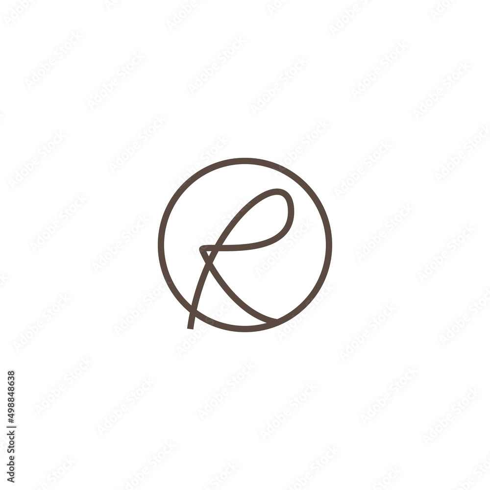 letter R logo simple lines circle illustration design template vector letter R logo simple lines circle illustration design template vector