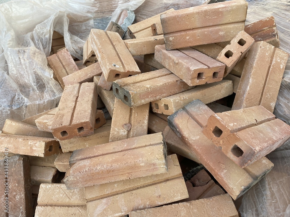 close up group soil brick in industry site close up group soil brick in industry site