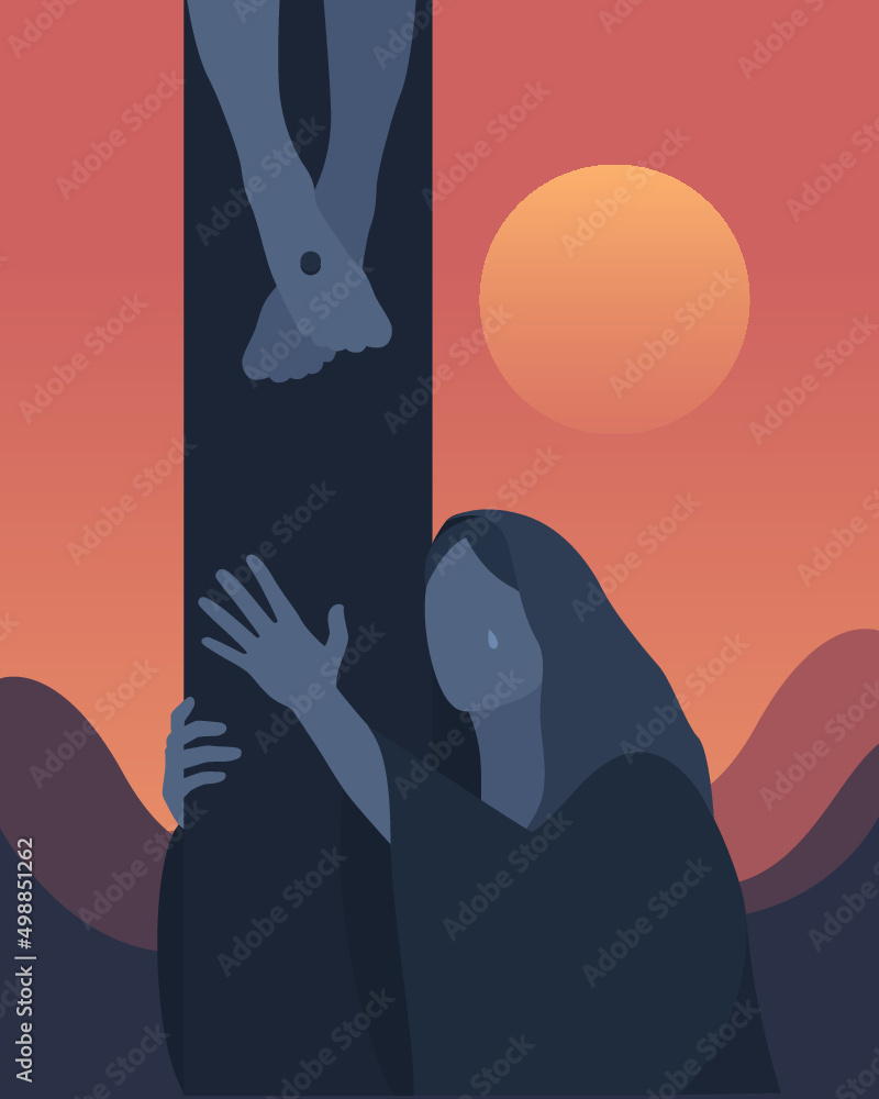 Mary at the Cross. Holy Friday. Easter.