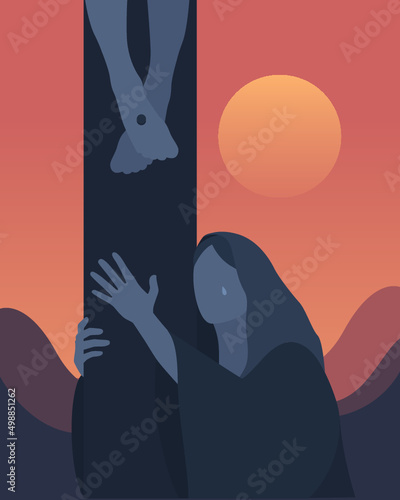Mary at the Cross. Holy Friday. Easter.