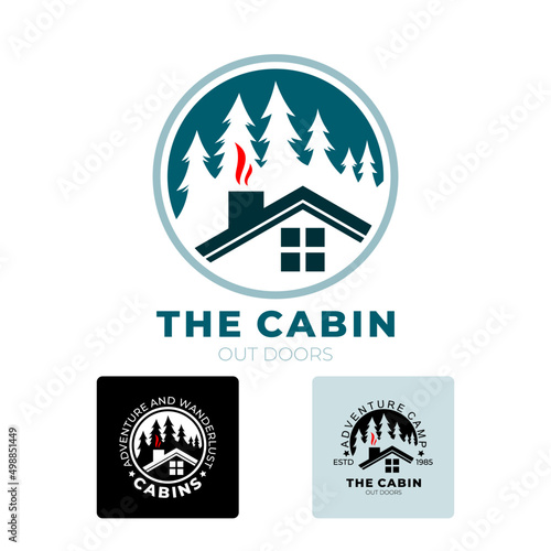 The cabin logo vector, Adventure design illustration, mountain