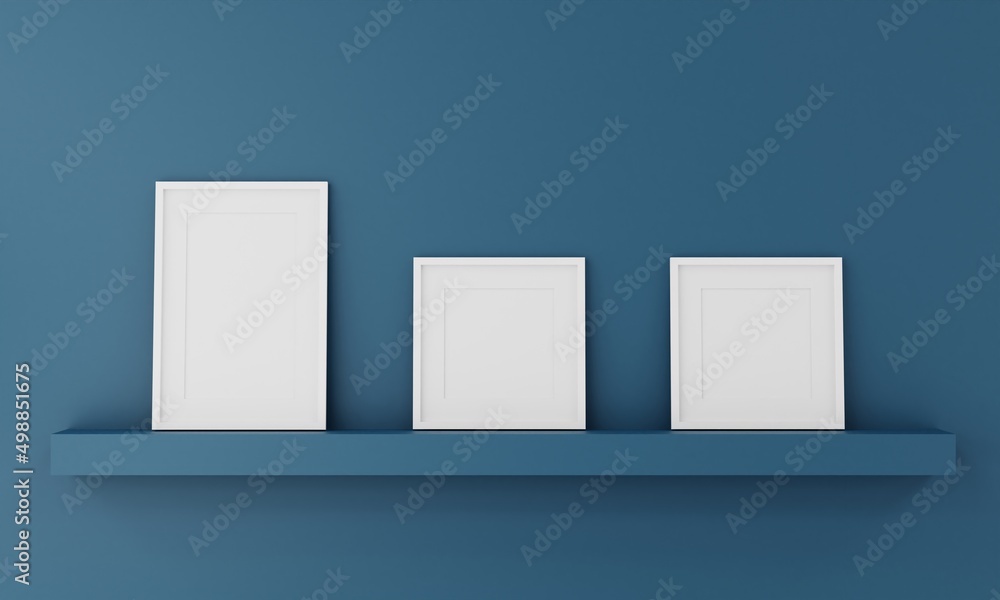 Blank picture frame mockup in modern interior living room, minimal style. 3D rener illustration. Blank picture frame mockup in modern interior living room, minimal style. 3D rener illustration.