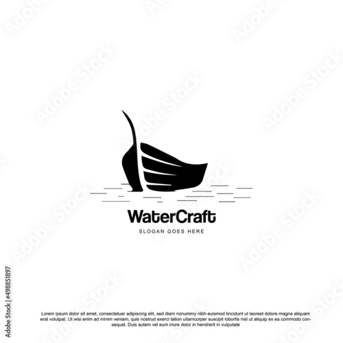 Silhouette kayak logo design vector