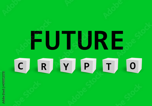 Crypto currency future concept. Crypto future writing text on white cute. Financial concept. 