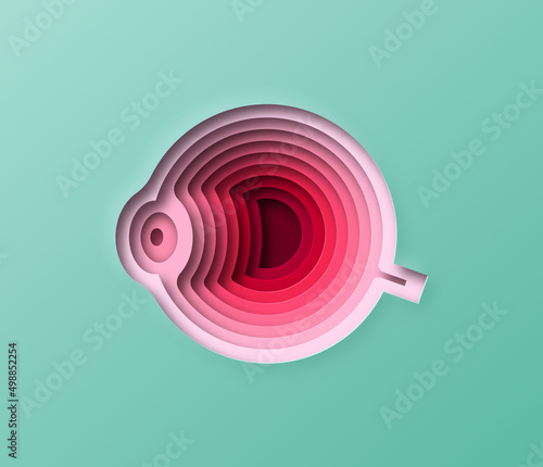 Realistic 3D paper cut human eye ball illustration. Layered colorful eyesight system organ for medicine, eyes disease or visual clinic concept. Laser surgery, body anatomy design.