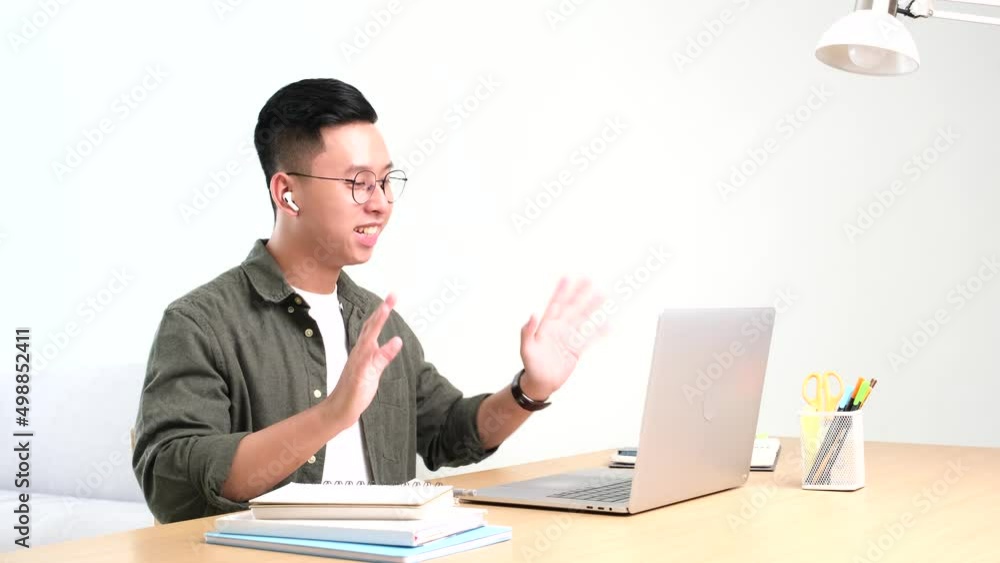 A moment of man working with laptop at home for office advertising A moment of man working with laptop at home for office advertising