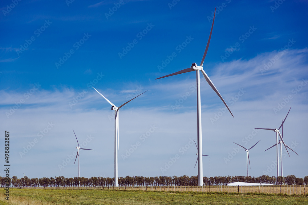 wind turbine power generator farm in a beautiful pampas landscape for production of renewable green energy wind turbine power generator farm in a beautiful pampas landscape for production of renewable green energy
