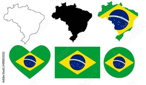 Free Download Federative Republic of Brazil flag map icon set isolated on white background - GFXLoad