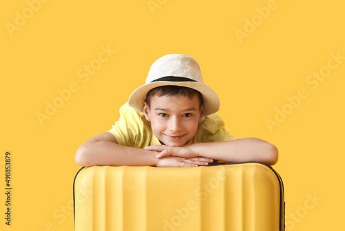 Cute little boy with suitca...