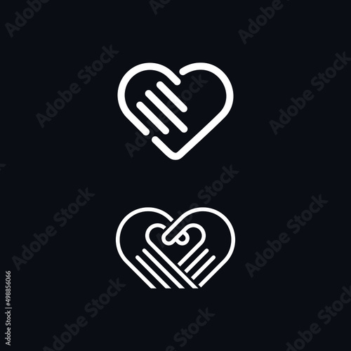 a combination of hand and heart logo into one