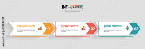 3 Steps presentation business infographic template vector.	
