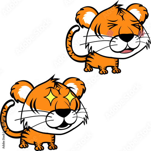 little tiger kid cartoon kawaii expression pack in vector format