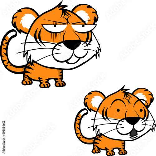little tiger cartoon expression pack in vector format