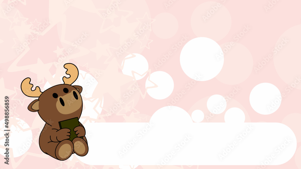 Fototapeta premium sitting baby moose cartoon holding book background vector