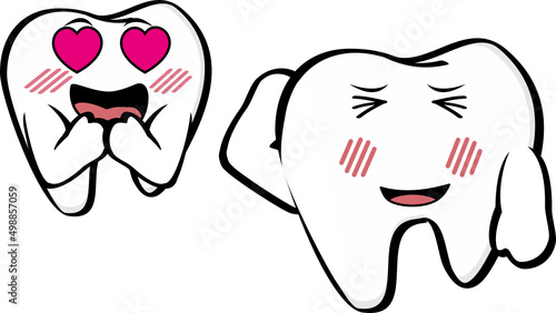 molar tooth cartoon kawaii expressions pack collection in vector format 