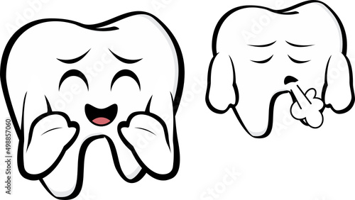 molar tooth cartoon kawaii expressions in vector format