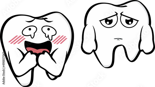 molar tooth cartoon kawaii expressions 