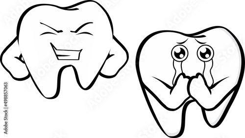 molar tooth cartoon kawaii expressions 