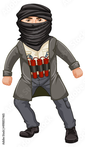 Terrorist carrying bomb on body