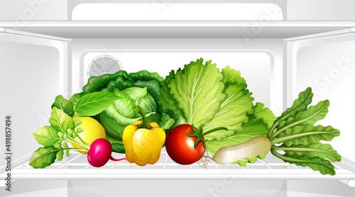 An inside the refrigerator with vegetable