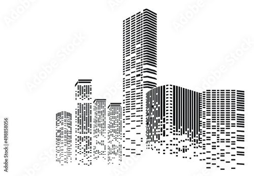 Building and City Illustration at night, City scene on night time, Urban cityscape