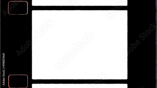 16mm Film Frame for Retro Vintage Effects with Digital Video. Empty Cinema Film Without Noise. Retro Footage Look. Frame Static, Only Perforation Moves. Effect Leads to Chaotic Vertical Movement
