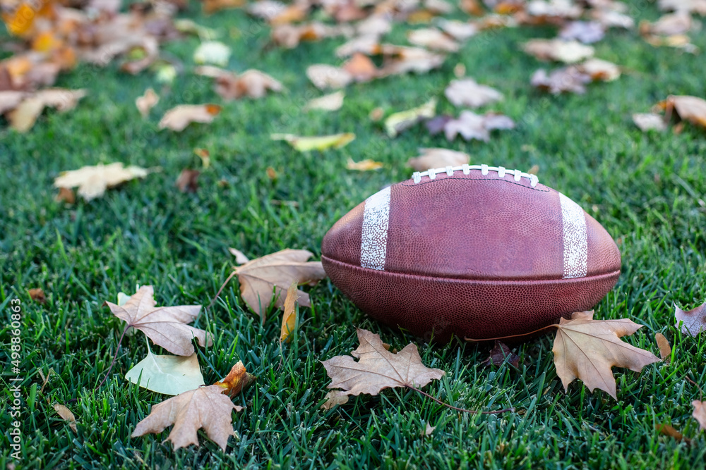 Fall season football background image. The perfect symbols of Autumn