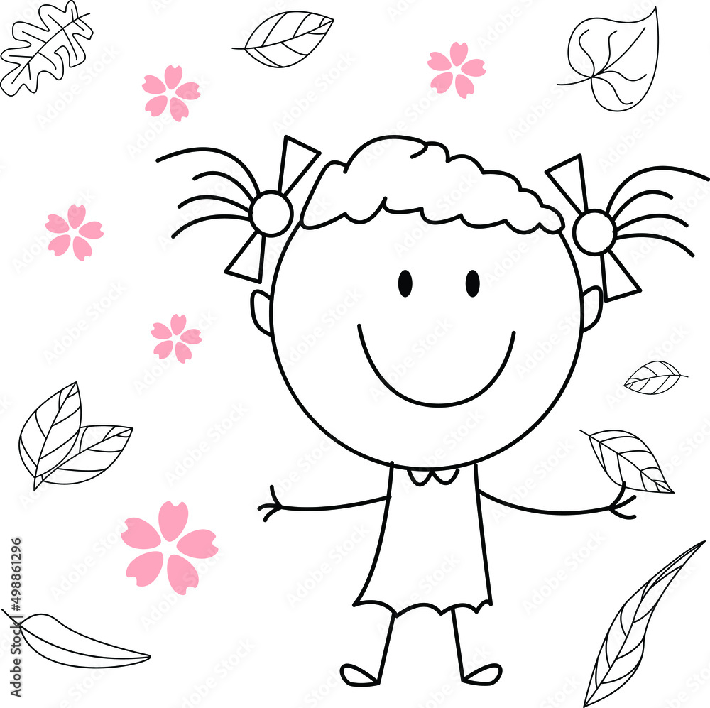 Fototapeta premium cartoon activity illustration of a smiling child for children's coloring book, children's book. eps vector image.